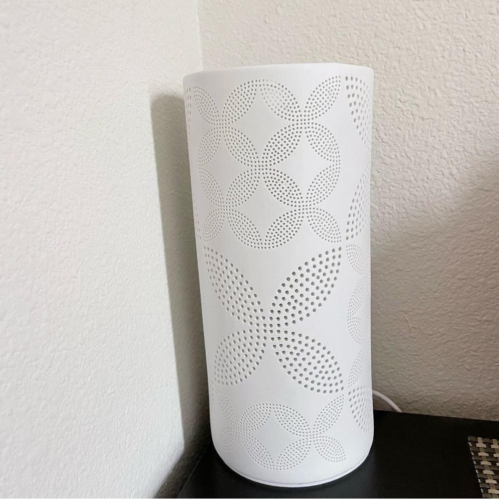 White Perforated Flowers Lamp Sleek Design Minimalistic
